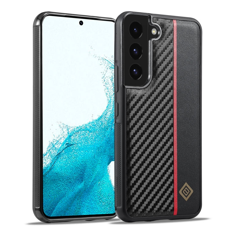 LC.IMEEKE 3 in 1 Carbon Fiber Texture Shockproof Black Phone Case - For Samsung Galaxy S22 - Mos Accessories