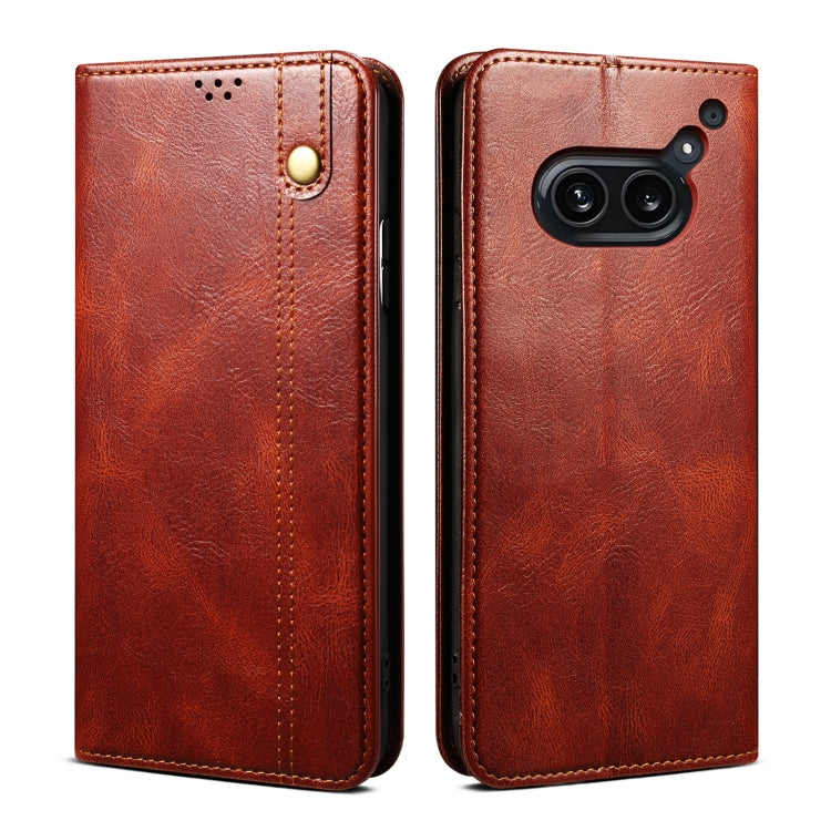 Oil Wax Crazy Horse Texture PU Leather Phone Case - For Nothing Phones