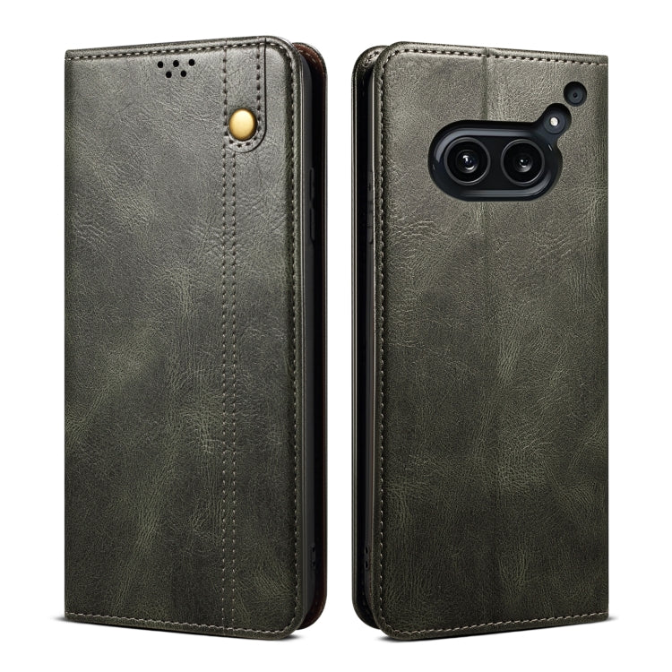 Oil Wax Crazy Horse Texture PU Leather Phone Case - For Nothing Phones