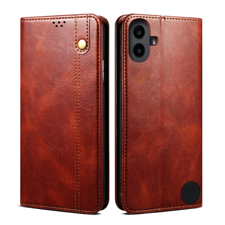 Oil Wax Crazy Horse Texture PU Leather Phone Case - For Nothing Phones