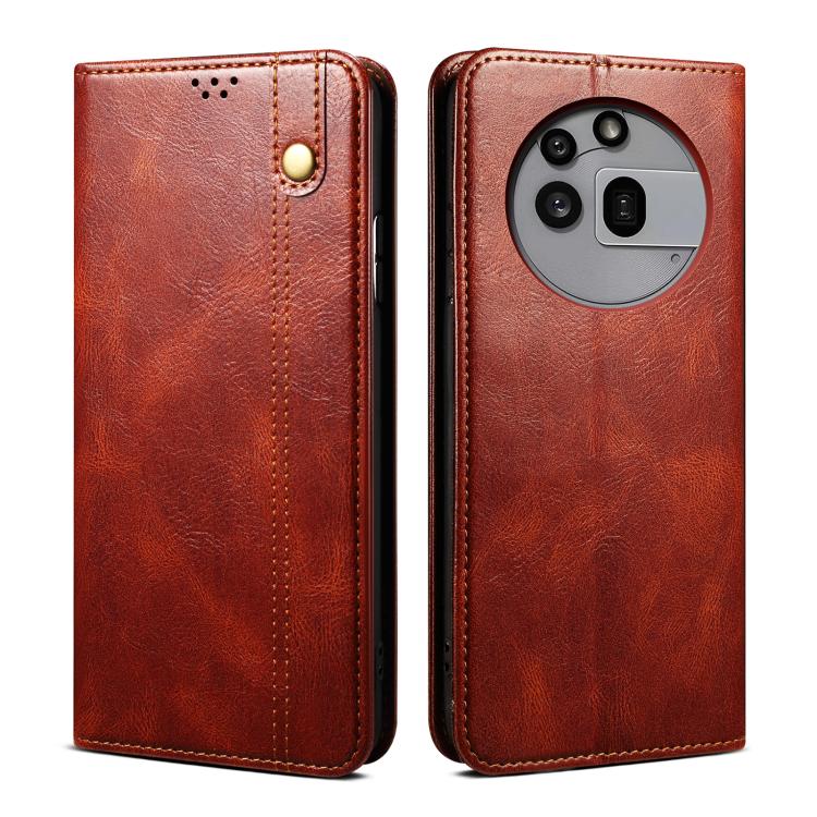 Oil Wax Crazy Horse Texture PU Leather Phone Case - For Nothing Phones