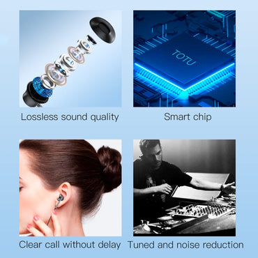 TOTU EP-3 In-Ear Wired Black USB-C Earphones - MosAccessories.co.uk