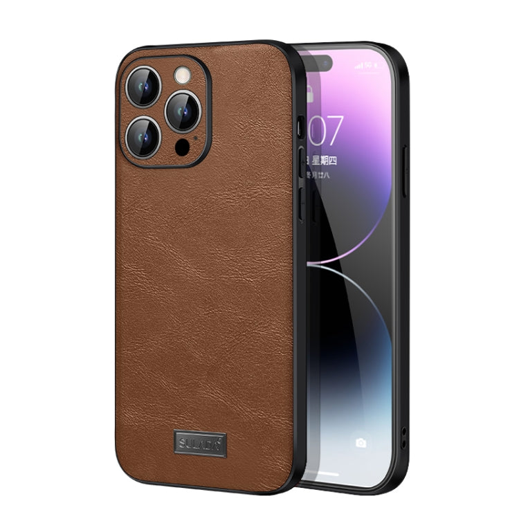 Sulada Shockproof TPU + Handmade Leather Phone Case - For iPhone 15 Pro - mosaccessories
