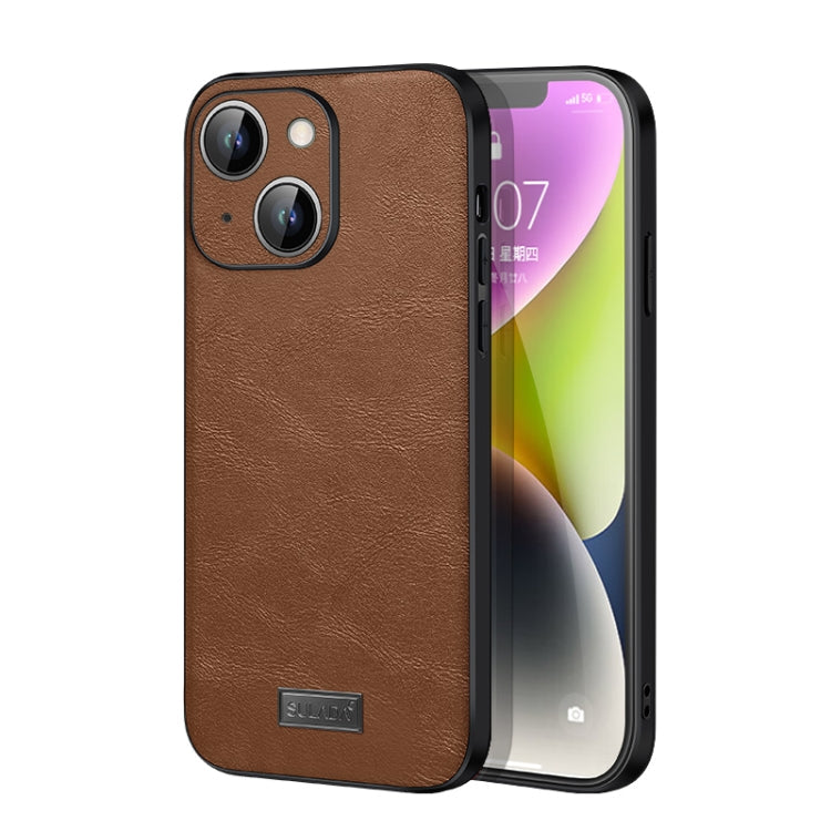 Sulada Shockproof TPU + Handmade Leather Phone Case - For iPhone 15 Plus - mosaccessories