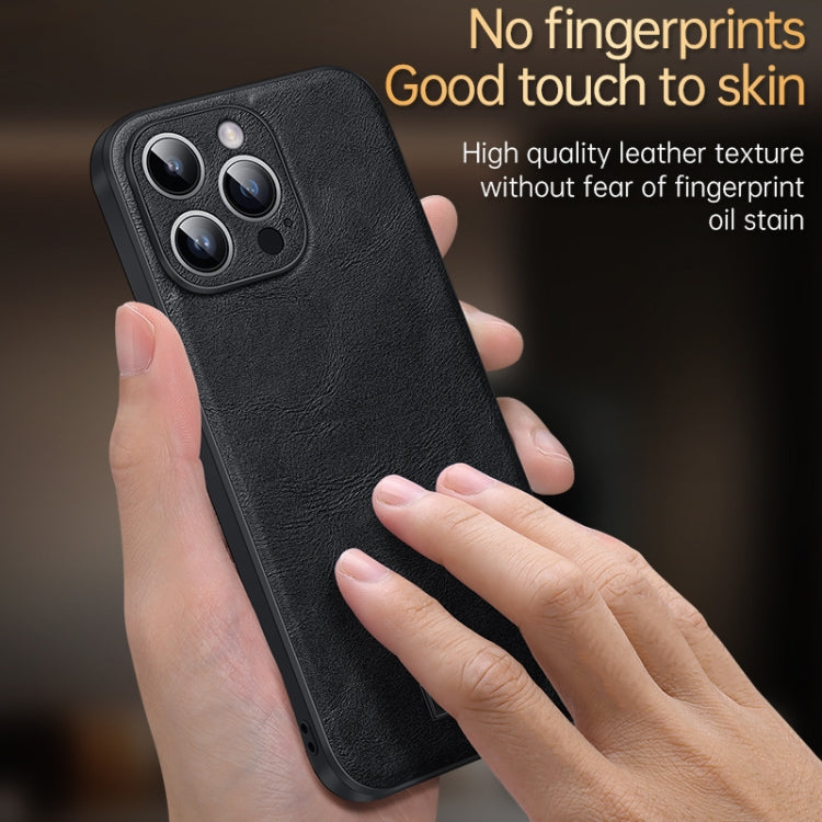 Sulada Shockproof TPU + Handmade Leather Phone Case - For iPhone 15 Pro - mosaccessories