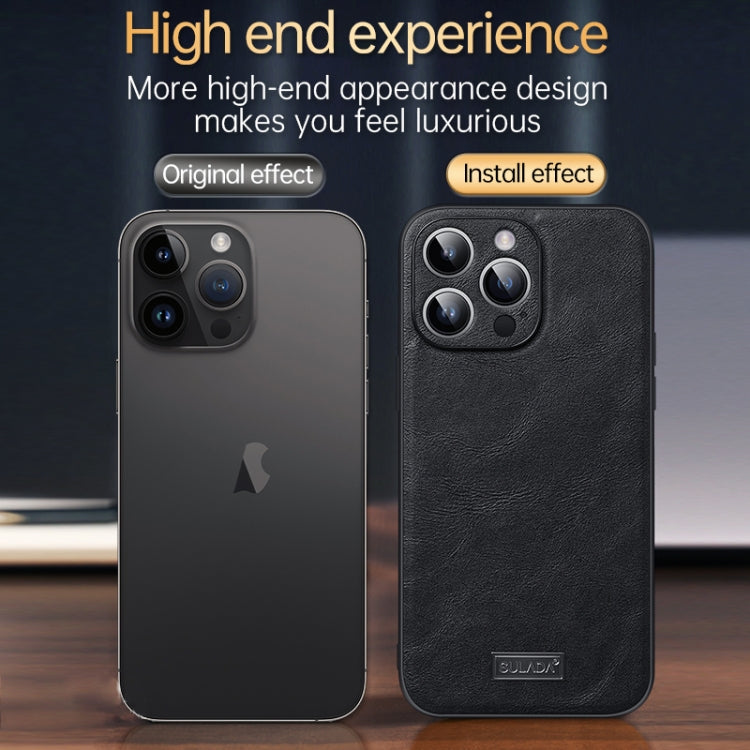 Sulada Shockproof TPU + Handmade Leather Phone Case - For iPhone 15 Plus - mosaccessories