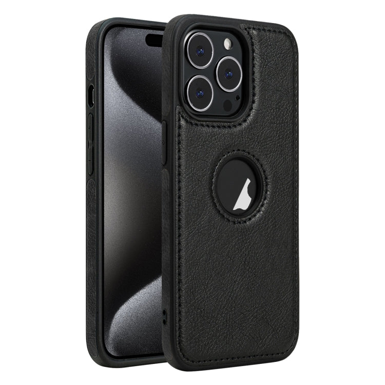 PU Leather Texture Stitching Black Phone Case - For iPhone 15 Pro - MosAccessories