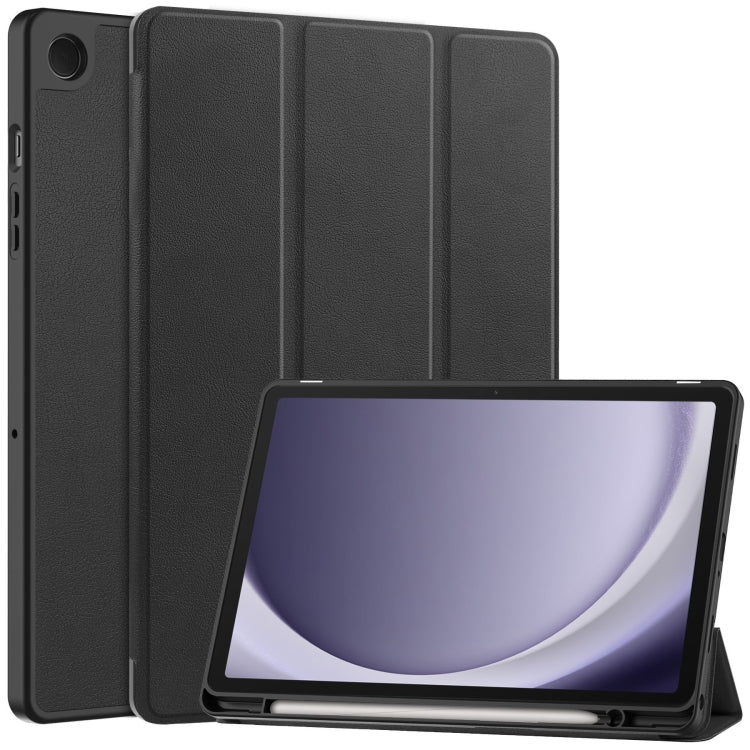 Custer 3-folding Holder TPU Smart PU Leather Tablet Case - For Samsung Galaxy Tab S10 FE+ / A9+
