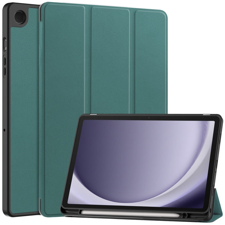 Custer 3-folding Holder TPU Smart PU Leather Tablet Case - For Samsung Galaxy Tab S10 FE+ / A9+