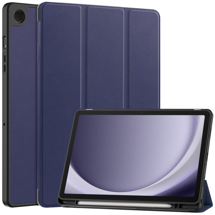 Custer 3-folding Holder TPU Smart PU Leather Tablet Case - For Samsung Galaxy Tab S10 FE+ / A9+