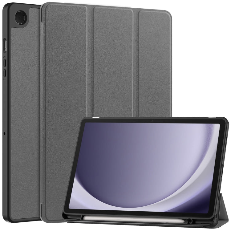 Custer 3-folding Holder TPU Smart PU Leather Tablet Case - For Samsung Galaxy Tab S10 FE+ / A9+