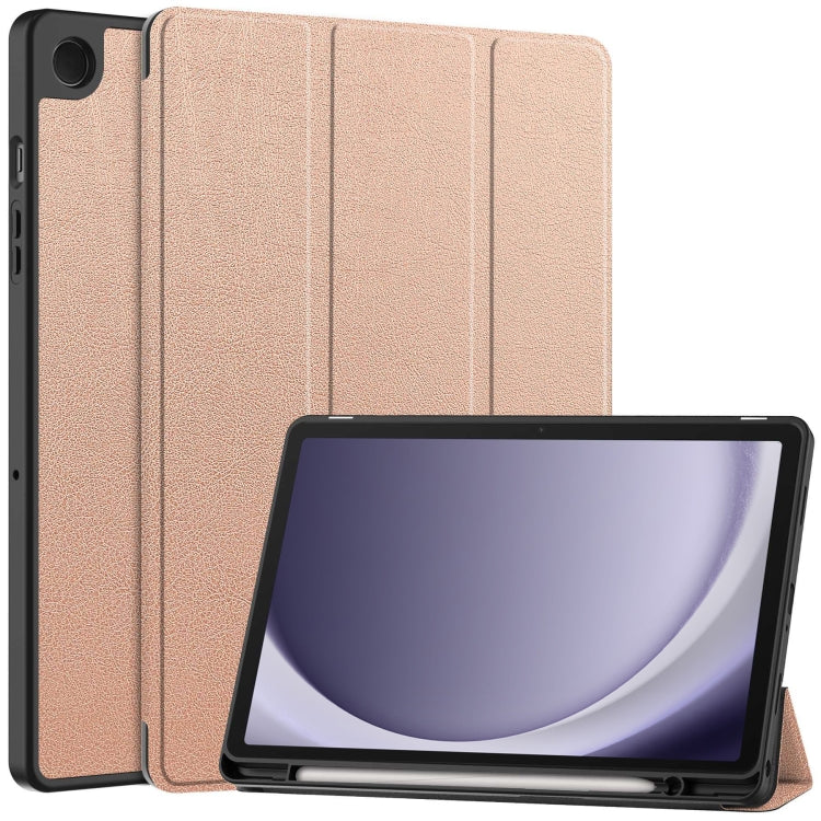 Custer 3-folding Holder TPU Smart PU Leather Tablet Case - For Samsung Galaxy Tab S10 FE+ / A9+