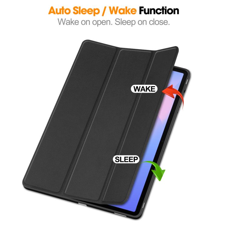 Custer 3-folding Holder TPU Smart PU Leather Tablet Case - For Samsung Galaxy Tab S10 FE+ / A9+