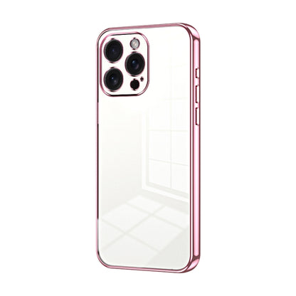 Transparent Plating Fine Hole Phone Case - For iPhone 15 / 14 and 13 Series (Pink) - Mos Accessories