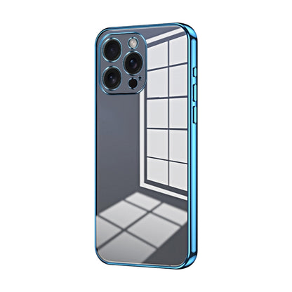 Transparent Plating Fine Hole Phone Case - For iPhone 15 / 14 and 13 Series (Blue) - Mos Accessories