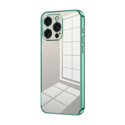 Transparent Plating Fine Hole Phone Case - For iPhone 15 / 14 and 13 Series (Green) - Mos Accessories
