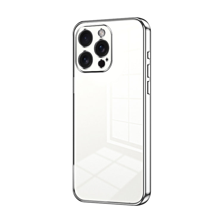 Transparent Plating Fine Hole Phone Case - For iPhone 15 / 14 and 13 Series (Silver) - Mos Accessories