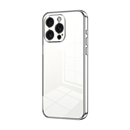 Transparent Plating Fine Hole Phone Case - For iPhone 15 / 14 and 13 Series (Silver) - Mos Accessories