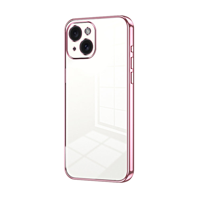Transparent Plating Fine Hole Phone Case - For iPhone 15 / 14 and 13 Series (Pink) - Mos Accessories