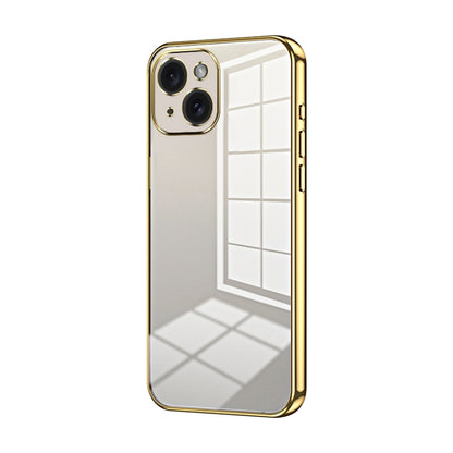 Transparent Plating Fine Hole Phone Case - For iPhone 15 / 14 and 13 Series (Gold) - Mos Accessories