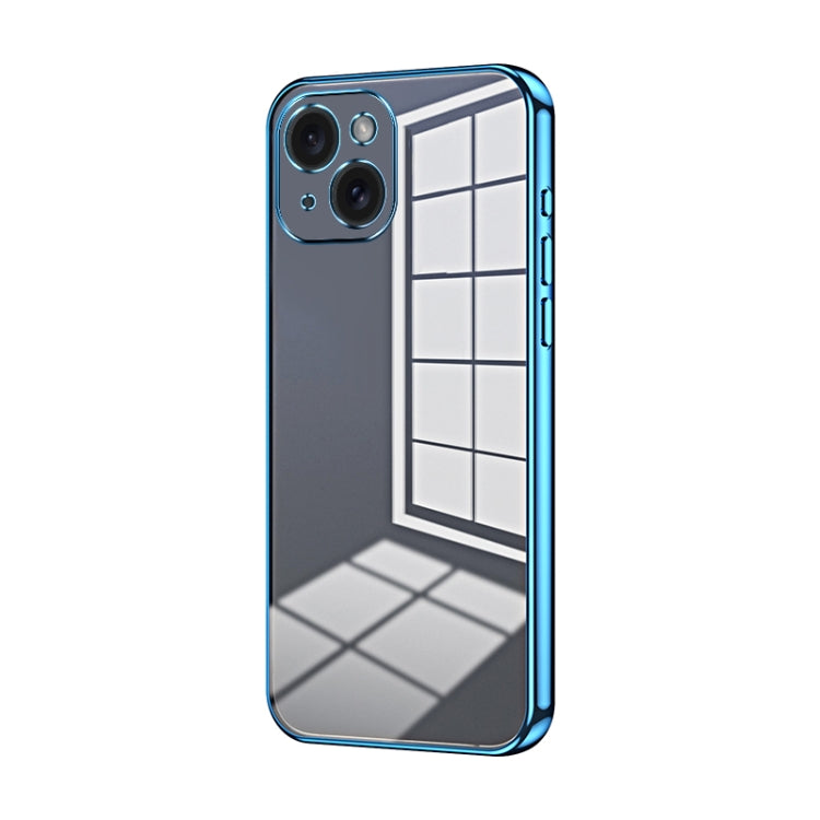 Transparent Plating Fine Hole Phone Case - For iPhone 15 / 14 and 13 Series (Blue) - Mos Accessories