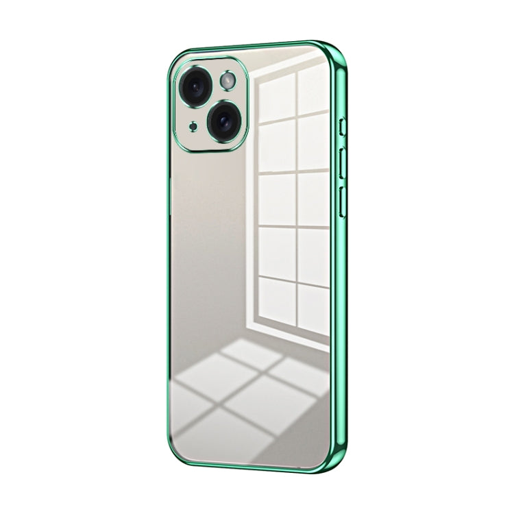 Transparent Plating Fine Hole Phone Case - For iPhone 15 / 14 and 13 Series (Green) - Mos Accessories