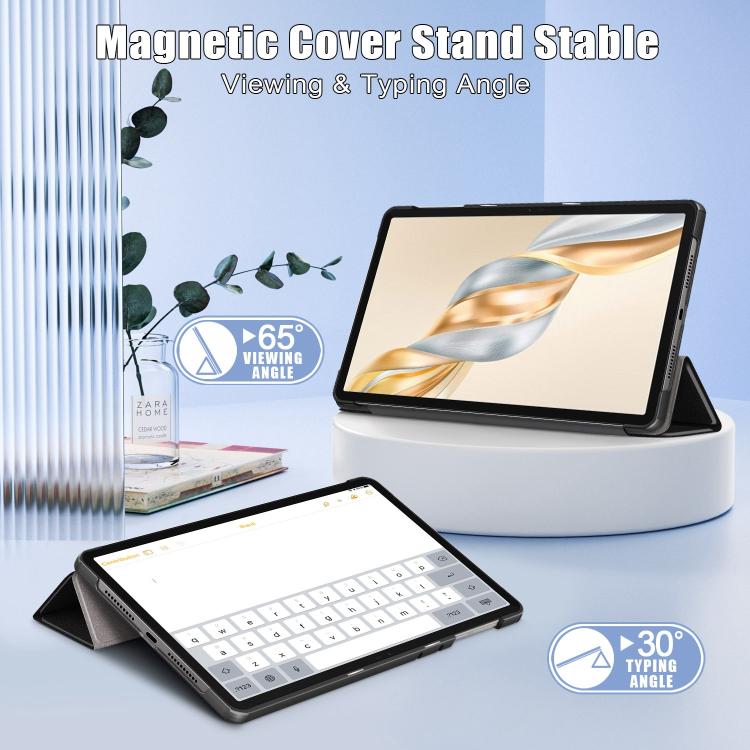 Custer Pure Colour 3-Fold PU Leather Tablet Case - For Honor Pad X9a / V9 / X8a / 9