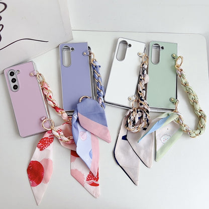 PU Leather + TPU Phone Case with Scarf Bracelet - For Samsung Galaxy Z Fold5 / Fold4 / Fold3 - MosAccessories.co.uk