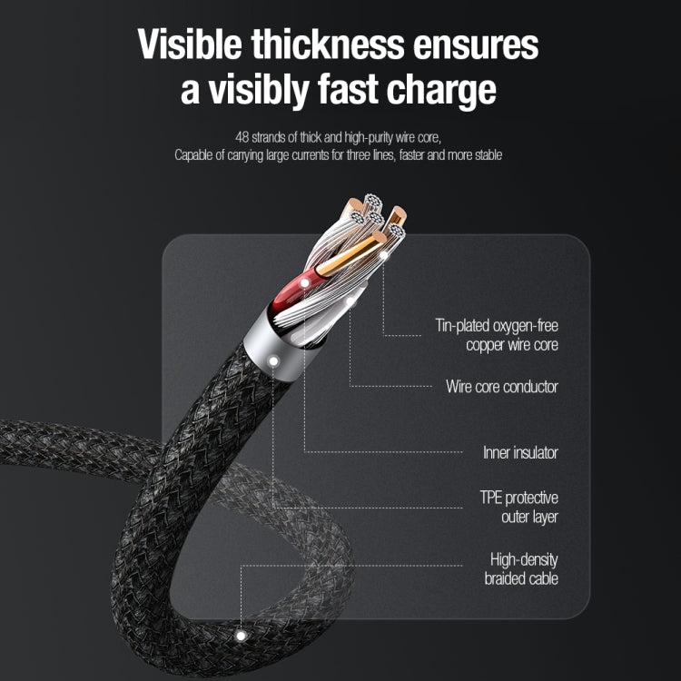 Nillkin Swift Pro 3 in 1 USB to 8 Pin + USB-C + Micro USB Fast Charging Cable - Black - MosAccessories.co.uk