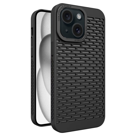 Hollow Heat Dissipation TPU Black Phone Case - For iPhone 15 - MosAccessories.co.uk