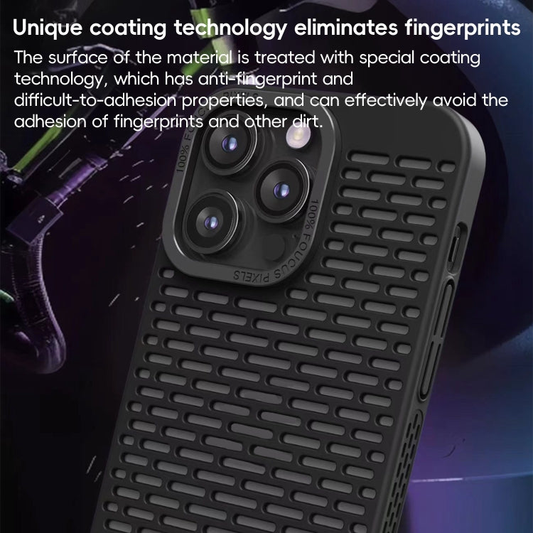 Hollow Heat Dissipation TPU Black Phone Case - For iPhone 15 Pro - MosAccessories.co.uk
