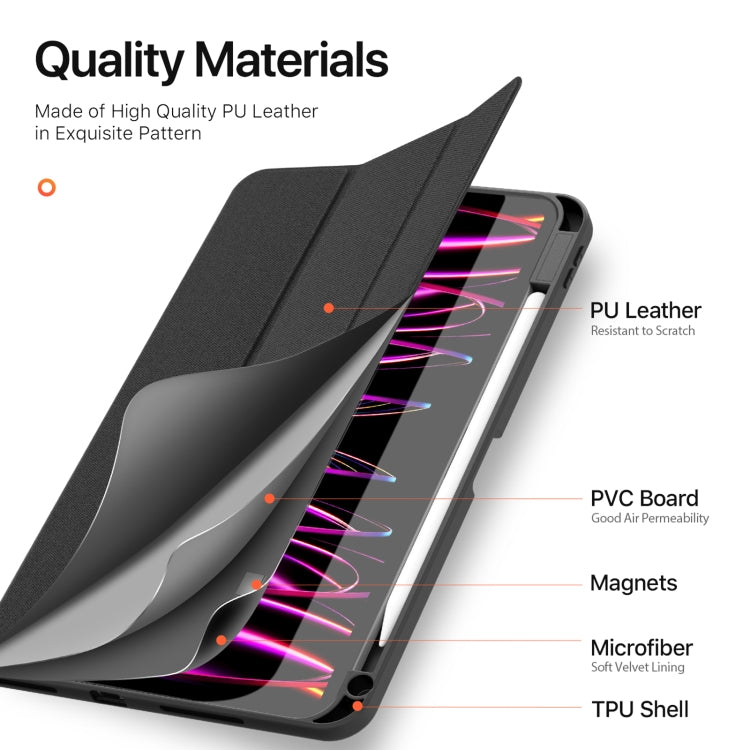 Dux Ducis Domo Series Cloth Texture Magnetic PU Leather Black Case - For iPad Pro 11 (2024) - MosAccessories.co.uk