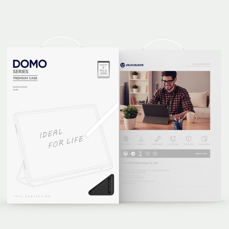 Dux Ducis Domo Series Cloth Texture Magnetic PU Leather Black Case - For iPad Pro 11 (2024) - MosAccessories.co.uk