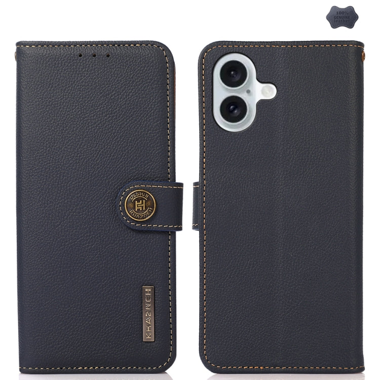 KHAZNEH Custer Genuine Leather RFID Phone Case - For iPhone 16
