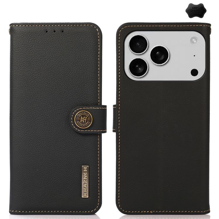 KHAZNEH Custer Genuine Leather RFID Phone Case - For iPhone 17 & 16 Series