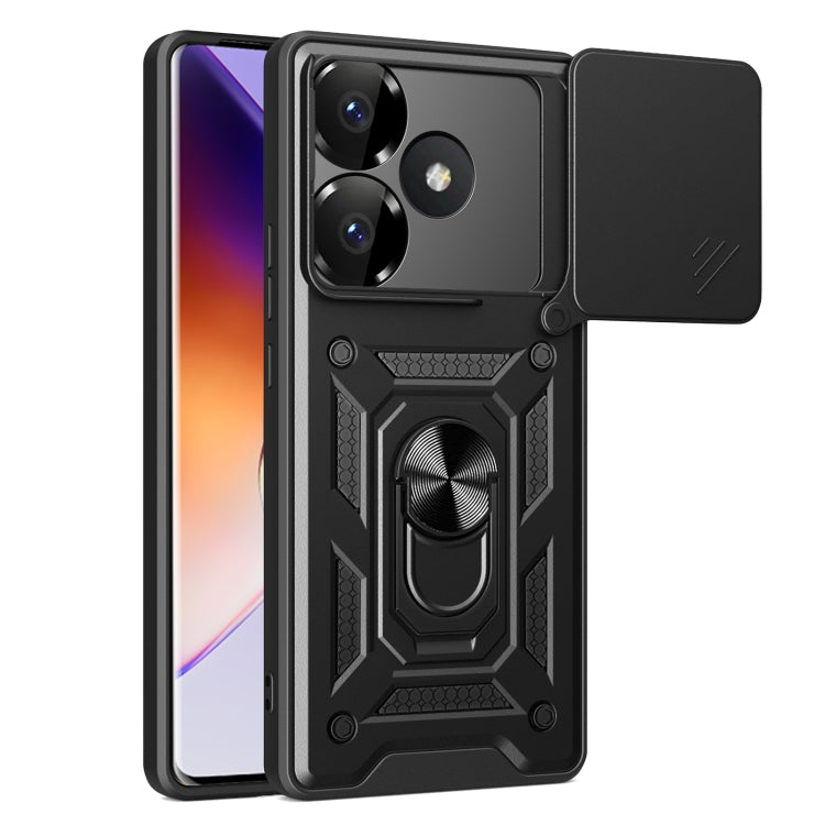 Sliding Camera Cover Design TPU Hybrid PC Phone Case - For Xiaomi 14T 5G / Poco F6 / Poco F6 Pro