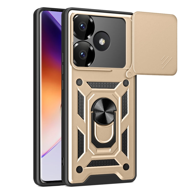 Sliding Camera Cover Design TPU Hybrid PC Phone Case - For Xiaomi 14T 5G / Poco F6 / Poco F6 Pro