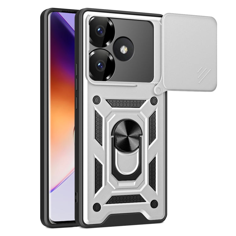 Sliding Camera Cover Design TPU Hybrid PC Phone Case - For Xiaomi 14T 5G / Poco F6 / Poco F6 Pro
