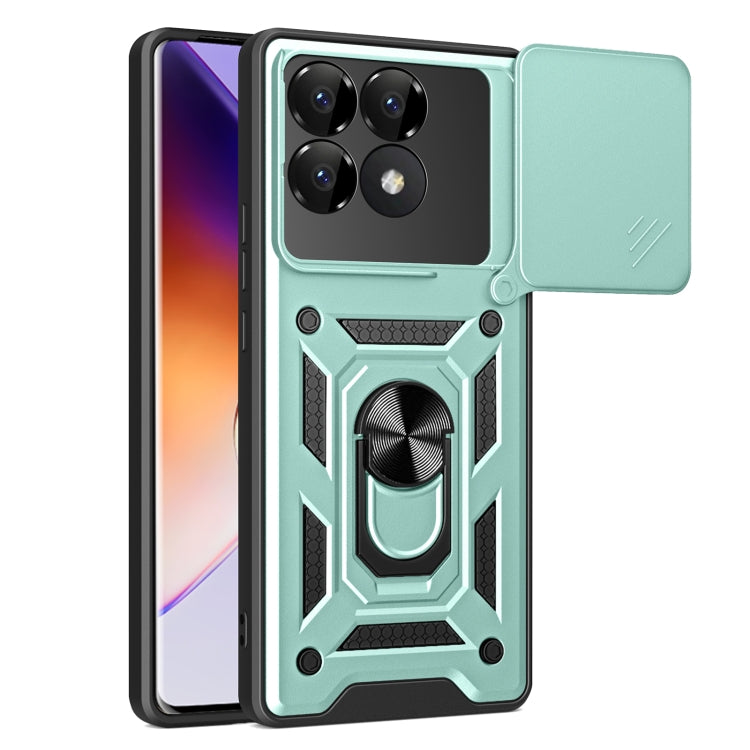 Sliding Camera Cover Design TPU Hybrid PC Phone Case - For Xiaomi 14T 5G / Poco F6 / Poco F6 Pro