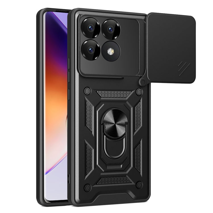 Sliding Camera Cover Design TPU Hybrid PC Phone Case - For Xiaomi 14T 5G / Poco F6 / Poco F6 Pro