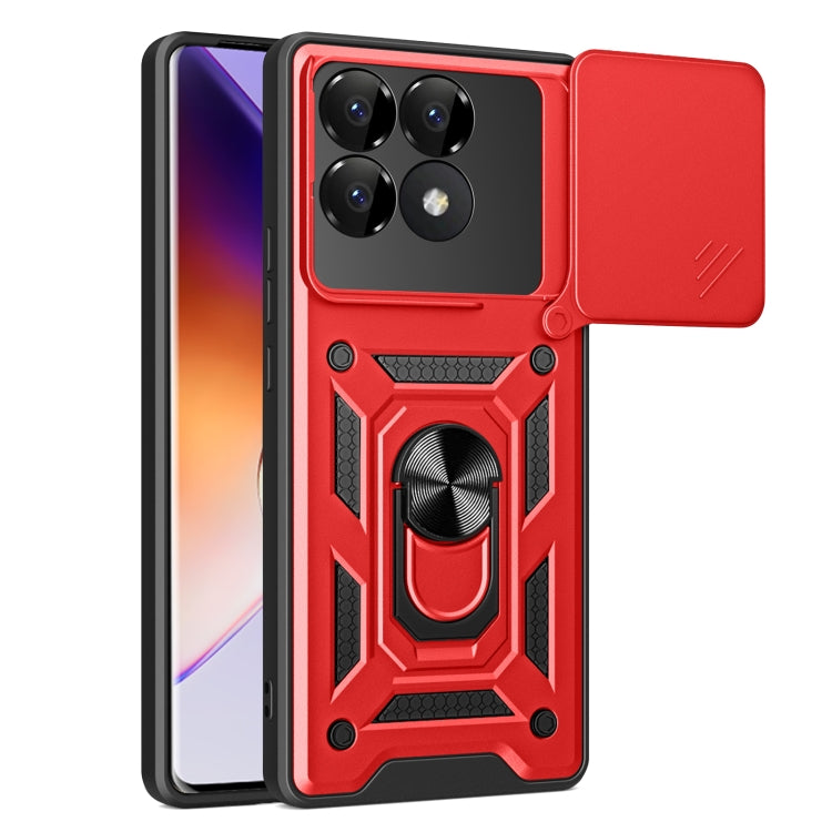 Sliding Camera Cover Design TPU Hybrid PC Phone Case - For Xiaomi 14T 5G / Poco F6 / Poco F6 Pro