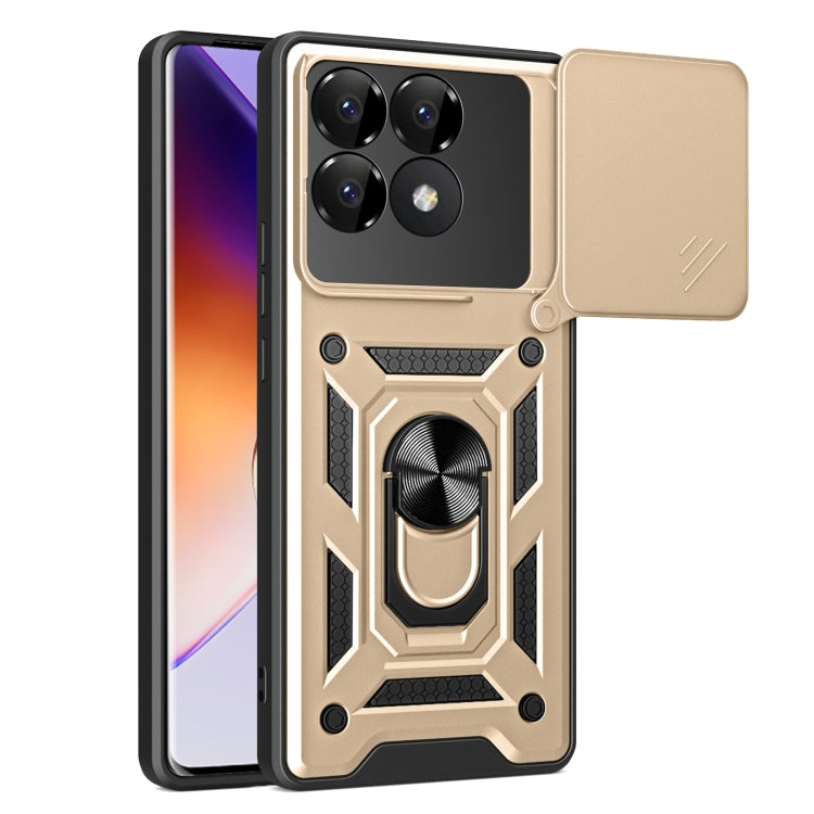 Sliding Camera Cover Design TPU Hybrid PC Phone Case - For Xiaomi 14T 5G / Poco F6 / Poco F6 Pro