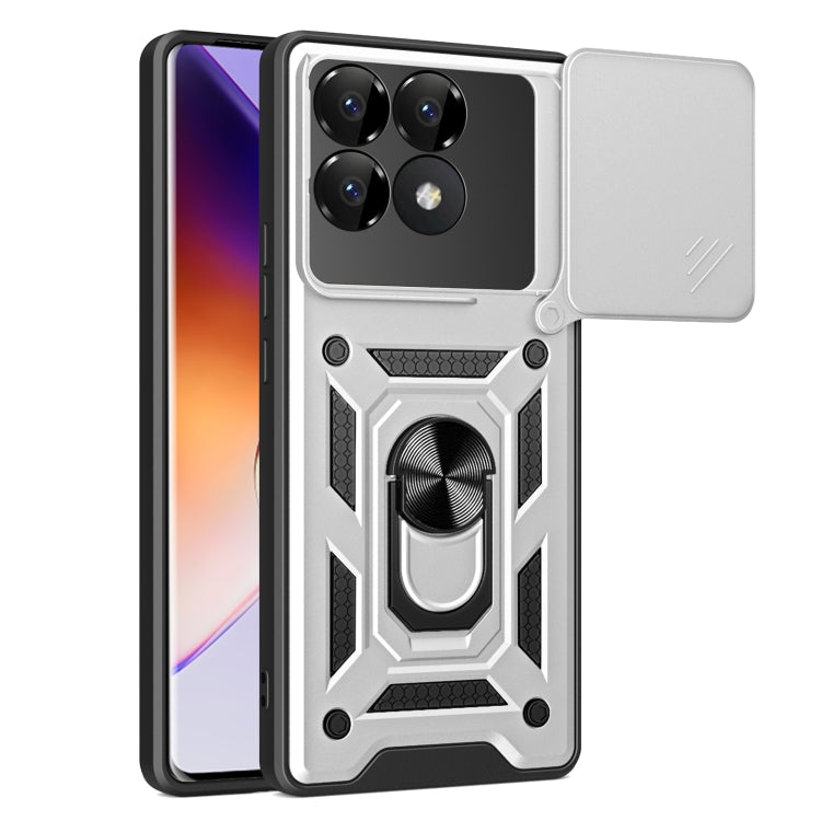 Sliding Camera Cover Design TPU Hybrid PC Phone Case - For Xiaomi 14T 5G / Poco F6 / Poco F6 Pro