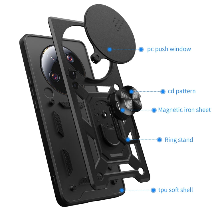 Sliding Camera Cover Design TPU Hybrid PC Phone Case - For Xiaomi 13 Ultra