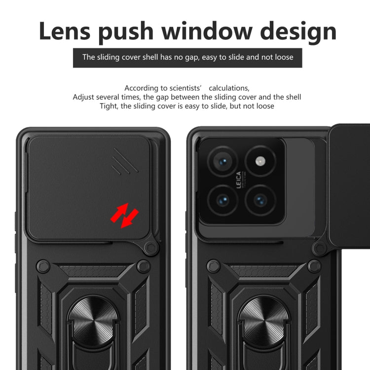 Sliding Camera Cover Design TPU Hybrid PC Phone Case - For Xiaomi 14T 5G / Poco F6 / Poco F6 Pro