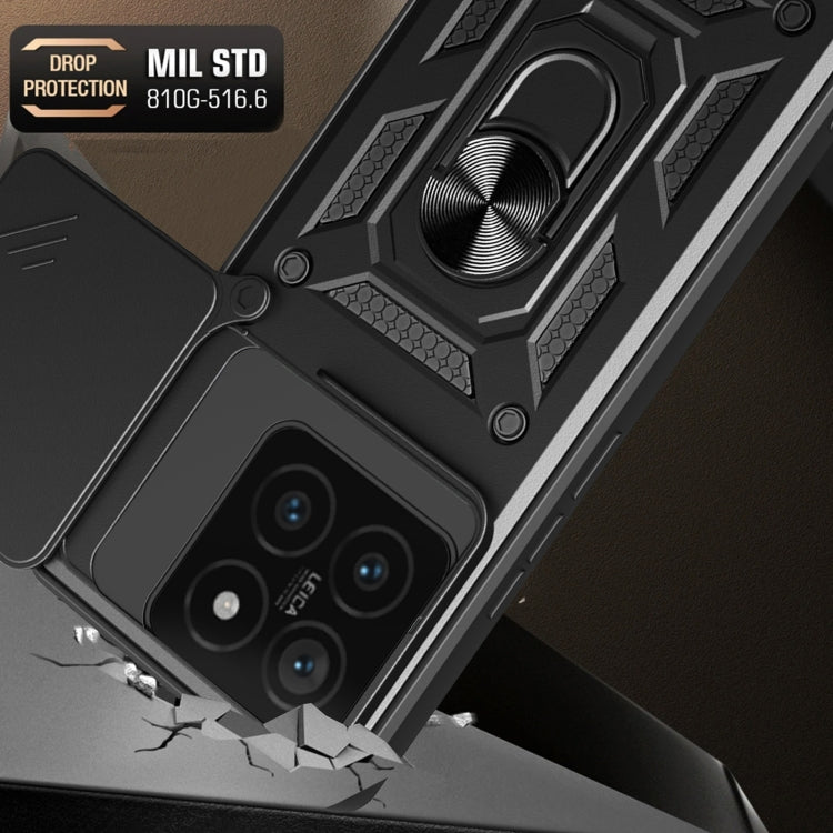 Sliding Camera Cover Design TPU Hybrid PC Phone Case - For Xiaomi 14T 5G / Poco F6 / Poco F6 Pro