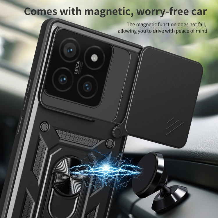 Sliding Camera Cover Design TPU Hybrid PC Phone Case - For Xiaomi 14T 5G / Poco F6 / Poco F6 Pro