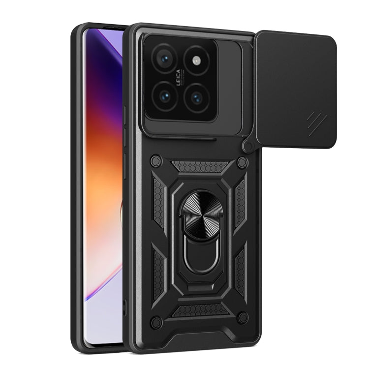 Sliding Camera Cover Design TPU Hybrid PC Phone Case - For Xiaomi 14T 5G / Poco F6 / Poco F6 Pro