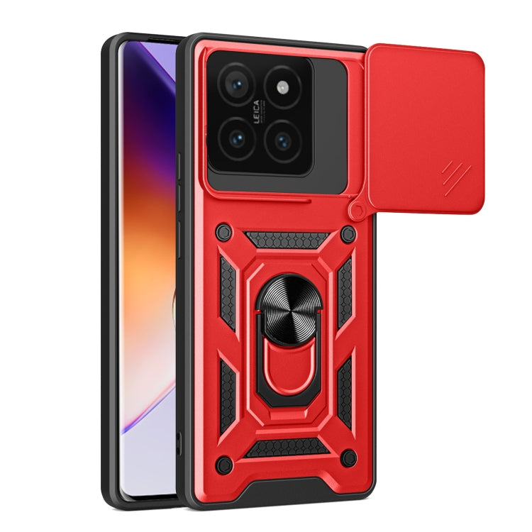Sliding Camera Cover Design TPU Hybrid PC Phone Case - For Xiaomi 14T 5G / Poco F6 / Poco F6 Pro