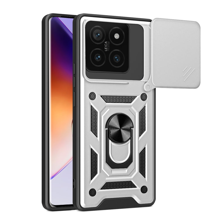 Sliding Camera Cover Design TPU Hybrid PC Phone Case - For Xiaomi 14T 5G / Poco F6 / Poco F6 Pro